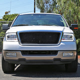 Coolstuffguru Chrome Housing Clear Lens LED Bar Projector Headlights Compatible with Ford F150 2004-2008, 06-08 Lincoln Mark LT, L+R Pair Head Light Lamp Assembly