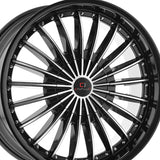 1 X Cavallo CLV-32 Gloss Black & Machined 22X8.5 5x114.3/5x120 74.1 Hub 38 Offset Black Wheel Rim