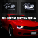 Coolstuffguru Compatible with Chevy Camaro Replacement Glossy Black LED Bar Projector Headlights Headlamps