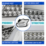 Coolstuffguru Compatible with Ford Focus 5Dr Hatchback Full LED Chrome Tail Lights Brake Lamps Pair