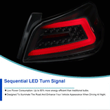 Coolstuffguru Black Housing Clear Lens Sequential LED Bar Tail Lights Compatible with Subaru WRX / WRX STI 2015-2021 L+R Pair Taillight Assembly