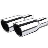 Coolstuffguru 3.75" Slant Tip 2.5" Inlet Chrome Stainless Steel Dual Racing Exhaust Muffler