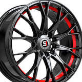 1 X Spec-1 SP-59 Gloss Black & Red Undercut 17X7.5 5x108/5x114.3 73.1 Hub 42 Offset Black, Red Wheel Rim