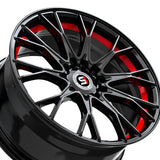 1 X Spec-1 SP-59 Gloss Black & Red Undercut 17X7.5 5x108/5x114.3 73.1 Hub 42 Offset Black, Red Wheel Rim