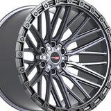 1 X Vortek VRT-608 Matte Titanium With Black Bead Ring 20X12 6x135/6x139.7 106.1 Hub -44 Offset Titanium, Black Wheel Rim