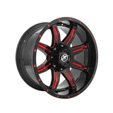 1 X XF Off-Road XF-215 Gloss Black & Red Milled 20X10 5x127/5x139.7 78.1 Hub -24 Offset Black, Red Wheel Rim
