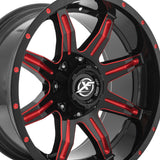 1 X XF Off-Road XF-215 Gloss Black & Red Milled 20X10 5x127/5x139.7 78.1 Hub -24 Offset Black, Red Wheel Rim