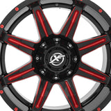 1 X XF Off-Road XF-215 Gloss Black & Red Milled 20X10 5x127/5x139.7 78.1 Hub -24 Offset Black, Red Wheel Rim