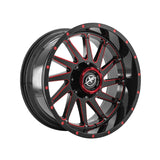 1 X XF Off-Road XF-216 Gloss Black & Red Milled 20X10 5x127/5x139.7 78.1 Hub -24 Offset Black, Red Wheel Rim