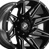 1 X XF Off-Road XF-218 Gloss Black & Milled 20X9 5x127/5x139.7 78.1 Hub 12 Offset Black Wheel Rim