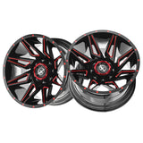 1 X XF Off-Road XF-218 Gloss Black & Red Milled 20X9 8x165.1/8x170 125.2 Hub 0 Offset Black, Red Wheel Rim