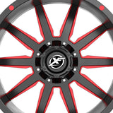 1 X XF Off-Road XF-219 Gloss Black & Red Milled 17X9 6x135/6x139.7 106.4 Hub 12 Offset Black, Red Wheel Rim