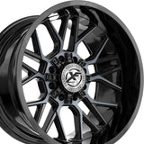 1 X XF Off-Road XF-235 Gloss Black & Machined Titanium Double Dark Tint 20X9 5x127/5x139.7 78.1 Hub 12 Offset Black Wheel Rim
