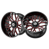 1 X XF Off-Road XF-235 Gloss Black & Red Milled 20X9 6x135/6x139.7 106.4 Hub 0 Offset Black, Red Wheel Rim
