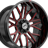 1 X XF Off-Road XF-235 Gloss Black & Red Milled 20X9 5x127/5x139.7 78.1 Hub 12 Offset Black, Red Wheel Rim