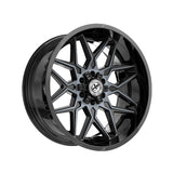 1 X XF Off-Road XF-238 Gloss Black & Machined Titanium Double Dark Tint 20X10 5x127/5x139.7 78.1 Hub -12 Offset Black Wheel Rim