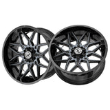 1 X XF Off-Road XF-238 Gloss Black & Machined Titanium Double Dark Tint 20X10 5x127/5x139.7 78.1 Hub -12 Offset Black Wheel Rim