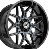 1 X XF Off-Road XF-238 Gloss Black & Machined Titanium Double Dark Tint 20X10 5x127/5x139.7 78.1 Hub -12 Offset Black Wheel Rim