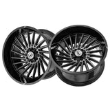 1 X XF Off-Road XF-239 Gloss Black & Brushed Double Dark Tint 20X9 8x165.1/8x170 125.2 Hub 0 Offset Black Wheel Rim