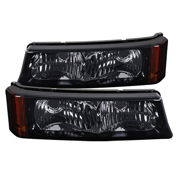 Coolstuffguru Compatible with Chevy Silverado 1500 2500 3500 Avalanche Smoke Lens Bumper Lamps Lights Pair