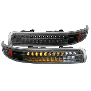 Coolstuffguru Compatible with Chevy Silverado 00-06 Tahoe Suburban Black Clear LED Bumper Signal Lights