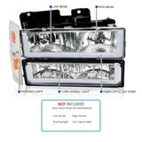 Coolstuffguru Chrome Housing Clear Lens LED Bar Headlights+Bumper Lights+Corner Lamps Compatible with GMC C10 C/K Suburban 1988-1993