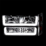 Coolstuffguru Chrome Housing Clear Lens LED Bar Headlights+Bumper Lights+Corner Lamps Compatible with GMC C10 C/K Suburban 1988-1993