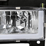 Coolstuffguru Chrome Housing Clear Lens LED Bar Headlights+Bumper Lights+Corner Lamps Compatible with GMC C10 C/K Suburban 1988-1993