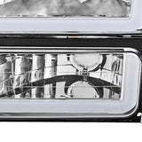 Coolstuffguru Chrome Housing Clear Lens Headlights Bumper Lamps w/ LED Tube Compatible with Chevy C10 1994-1998, C/K 1500/2500/3500