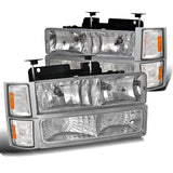 Coolstuffguru Compatible with Chevy C10 C/K Pickup Chrome Headlights, Bumper, Corner Lights 8Pc