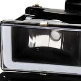 Coolstuffguru Black Housing Clear Lens Headlights Bumper Lamps w/ LED Tube Compatible with Chevy C10 1994-1998, C/K 1500/2500/3500