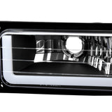 Coolstuffguru Black Housing Clear Lens Headlights Bumper Lamps w/ LED Tube Compatible with Chevy C10 1994-1998, C/K 1500/2500/3500