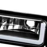 Coolstuffguru Black Housing Clear Lens Headlights Bumper Lamps w/ LED Tube Compatible with Chevy C10 1994-1998, C/K 1500/2500/3500