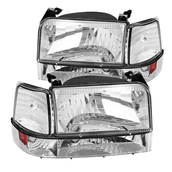 Coolstuffguru Compatible with Ford F150 F250 F350 Bronco Factory Style Clear Headlights+Corner Bumper Lights