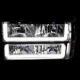 Coolstuffguru Chrome Housing Clear Lens LED Bar Headlights+Bumper Lights+Corner Lamps Compatible with GMC C10 C/K Suburban Sierra 1994-1998