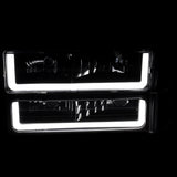 Coolstuffguru Black Headlights Bumper  Lamps w/ LED Tube Compatible with C10 C/K 1500 Suburban Yukon 1994-1998