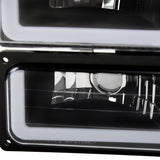 Coolstuffguru Black Headlights Bumper  Lamps w/ LED Tube Compatible with C10 C/K 1500 Suburban Yukon 1994-1998