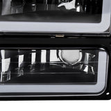 Coolstuffguru Black Headlights Bumper  Lamps w/ LED Tube Compatible with C10 C/K 1500 Suburban Yukon 1994-1998