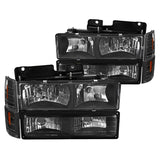 Coolstuffguru Compatible with GMC C10 Sierra Pickup Crystal Black Headlights Bumper Amber Corner Signal Lamps