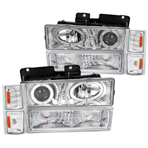 Coolstuffguru Projector Headlights Corner and Bumper Lamps Compatible with Chevy C10 Pick Up C/K 1500 2500 3500 Silverado 1994-1998, Tahoe Suburban, L+R Pair Assembly