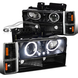 Coolstuffguru LED PROJECTOR HALO HEADLIGHTS+CORNER BUMPER LAMPS B Compatible with 1994-1999 C/K 1500 2500