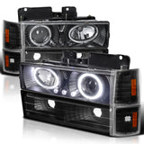 Coolstuffguru LED PROJECTOR HALO HEADLIGHTS+CORNER BUMPER LAMPS B Compatible with 1994-1999 C/K 1500 2500