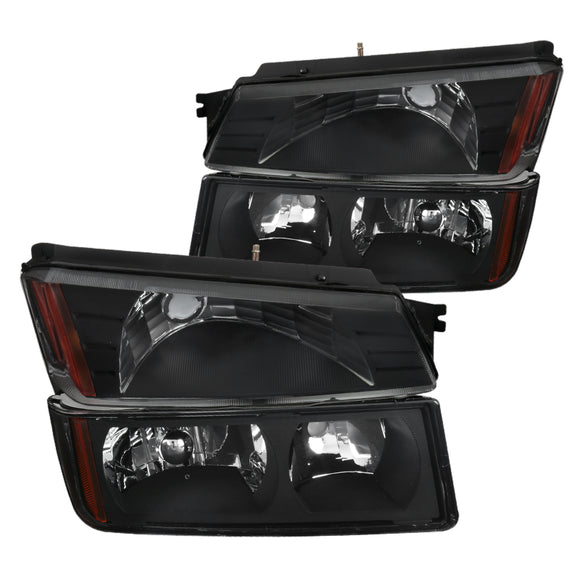 Coolstuffguru Compatible with Chevy Avalanche 1500 2500 Black Headlights Turn Signal Bumper Lamps Left+Right