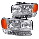 Coolstuffguru Compatible with GMC Sierra Yukon XL Chrome Clear Headlights+Bumper Lights