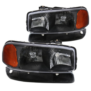 Coolstuffguru Compatible with GMC Sierra Yukon XL Black Clear Headlights+Bumper Lights