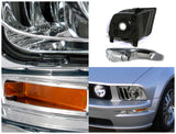 Coolstuffguru CHROME CRYSTAL HEADLIGHTS+CLEAR SIGNAL BUMPER LIGHT Compatible with 2005-2009 MUSTANG GT