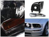 Coolstuffguru BLACK HEADLIGHT w/ SMOKE TURN SIGNAL BUMPER LENS LAMPS Compatible with 2005-2009 MUSTANG