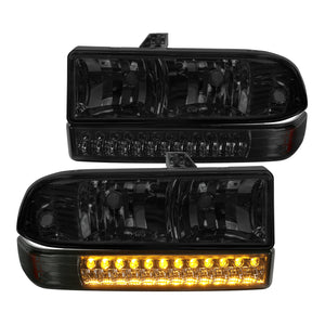 Coolstuffguru Compatible with Chevy S10 Blazer Smoke Lens Headlights+LED Bumper Signal Lights Pair