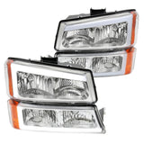 Coolstuffguru Chrome Housing Clear Lens Headlights w/LED Light Bar Compatible with Chevy Silverado 1500 2500 2003-2007, 02-06 Avalanche, L+R Pair Head Light Lamp Assembly