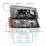 Coolstuffguru Compatible with Chevrolet Silverado Black Crystal Headlights, bumper lights